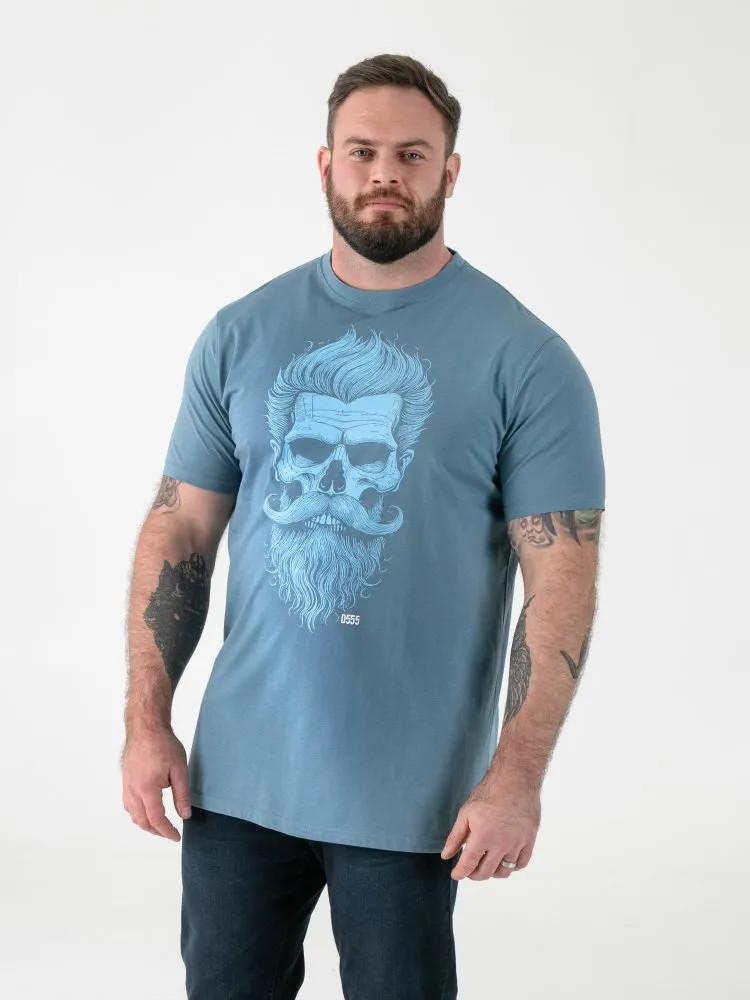 D555 Duke Big Men Skull Printed T-Shirt Teal 2XL 3XL 4XL 5XL 6XL 7XL 8XL 601911