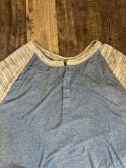 Lularoe Henley T-Shirts Cotton Blend Color Contrast Long Sleeve Hi-Low Size XL