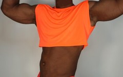 ADULT NEON SHORT SLEEVE PADDED SHOULDER CROPPED T-SHIRT SIZE SMALL