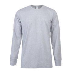 Cotton T-Shirt Crew Neck Men’s Long Sleeves Classic Ribbed Cuff and Neck Solid