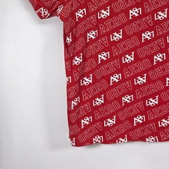 Aeropostale A87 Casual T-Shirt Men 3XL Spellout Logo All Over Print Short Sleeve