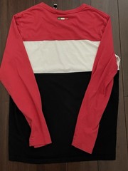 Ferrari Men’s Colorblock Long Sleeve Crew Neck Logo T-Shirt Red/White/Black M