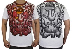 WEED Ganesha Ringer T-Shirt Men Ganesh Ganapati Hindu God Hippie Streetwear WE01