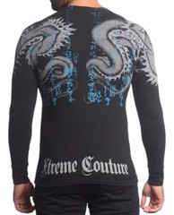 Xtreme Couture by Affliction Men’s Thermal Shirt Double Up Black Biker S-2XL