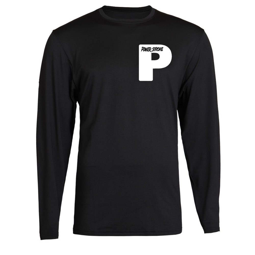 White Powerstroke Small P T-Shirt Unisex Black Color Front S – 2XL Long Sleeve