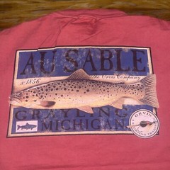 Vintage Orvis Au Sable River Brown Trout Fishing Tshirt Made In USA L Large Rare