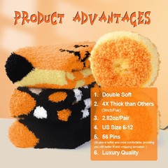 3 Pairs Halloween Fluffy Socks Women Men Cozy Fuzzy Winter Warm Supplies