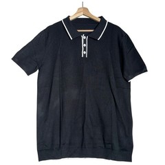 NEW Mens Polo Sz L Black Soft Stretch Collared Performance Holiday Gift Shirt