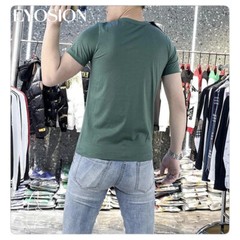 New Fashion Bear Trend Rhinestones Summer Short Sleeve Luxury Men Cotton T-Shirt