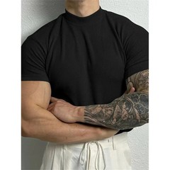 spring summer Elastic Comfortable Men’s T-shirt Small high collar stripe shirt s