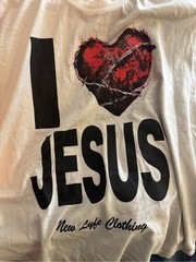 NEW I Heart Jesus T-shirt by New Lyfe Clothing Size Large NWT 100% Combed Cotton