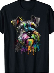Miniature Schnauzer Dog Face Graphic T-Shirt Colorful Pet Lover Tee
