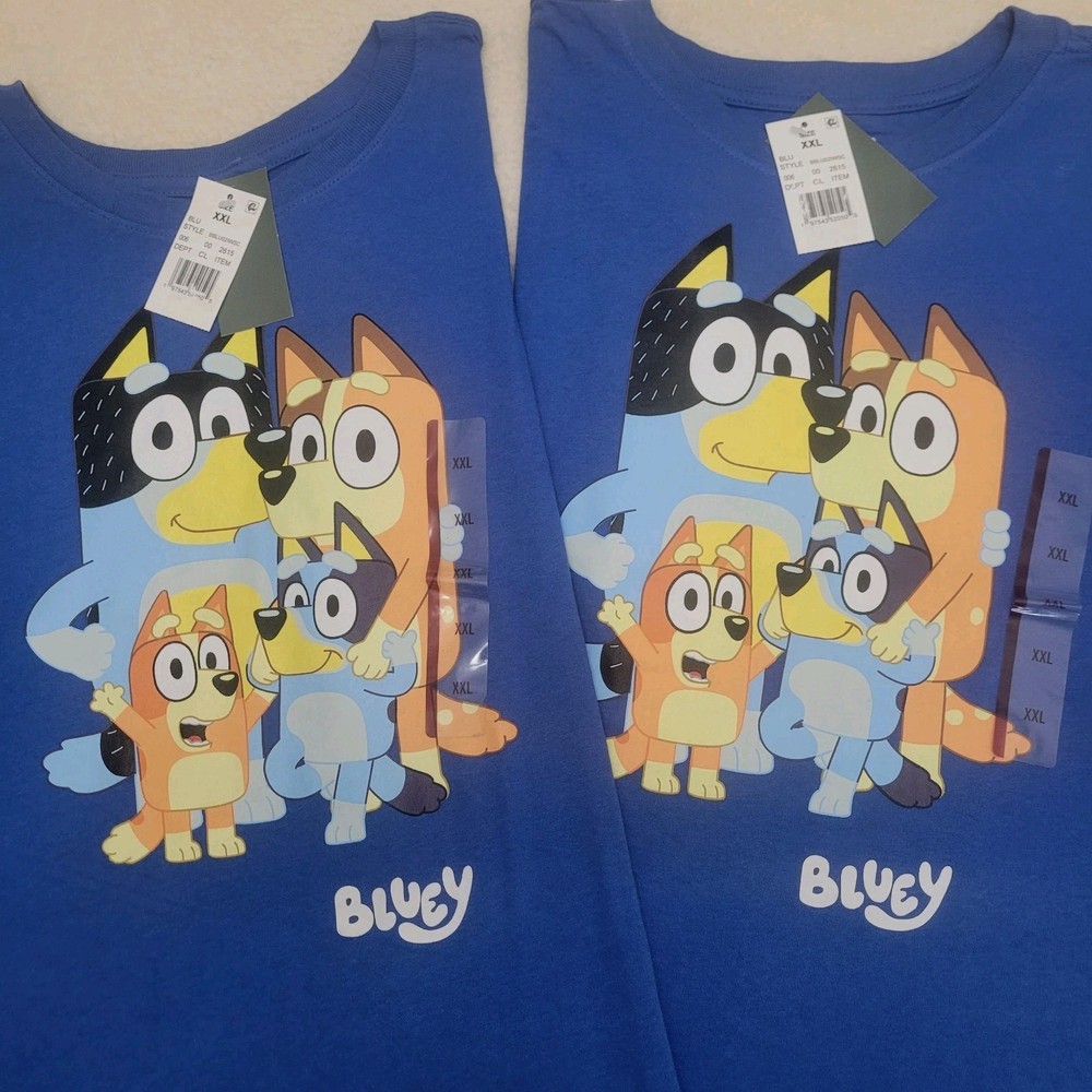 Lot Of 2 Bluey XX Large NWT. Bluey, Bandit, Chilli & Bingo Womens T-Shirt