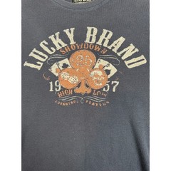 Vintage Lucky Brand Thermal Shirt Men XL Blue Spellout Logo Long Sleeve Pullover