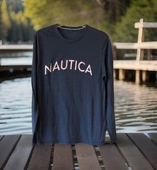 Nautica Navy Blue Lightweight Long Sleeve Shirt Men’s Medium