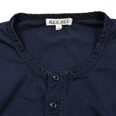 Alex Mill Henley Shirt Men’s Large Blue 100% Cotton Long Sleeve Preppy 3 Button