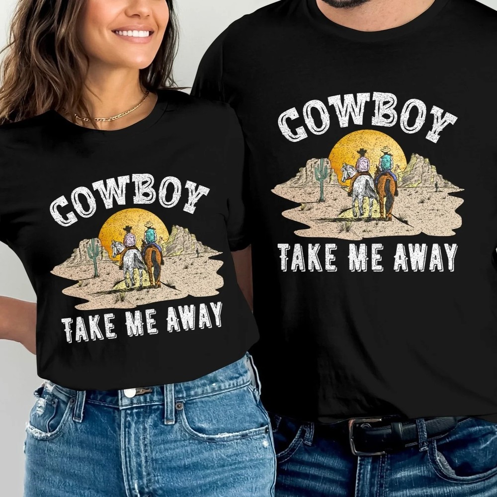 Cowboy Unisex Short Sleeve Round Neck TShirt | Western Style Graphic Tee for Men