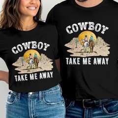 Cowboy Unisex Short Sleeve Round Neck TShirt | Western Style Graphic Tee for Men