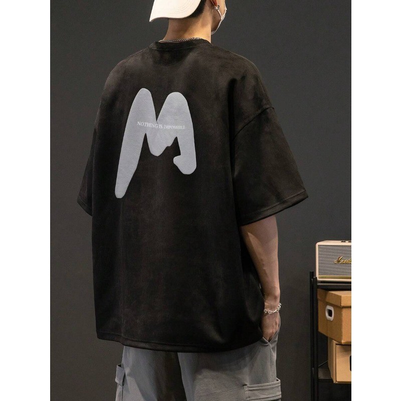 Men’s Fashionable Casual Suede Crew Neck Short Sleeve T-Shirt