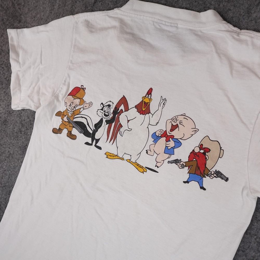 Vintage Looney Tunes Shirt Mens Medium White Double Sided Changes T Made USA 80s