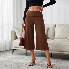 Fold Over Capri Pants for Women Low Rise Wide Leg Yoga Capris Summer Cute Goi…