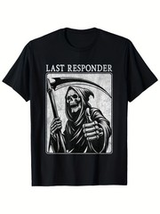 Last Responder Death Graphic T-Shirt – Men’s vintage distressed cotton short