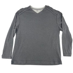 Method Mens XL Charcoal Gray Micro Stripe V-Neck Long Sleeve Pullover Shirt