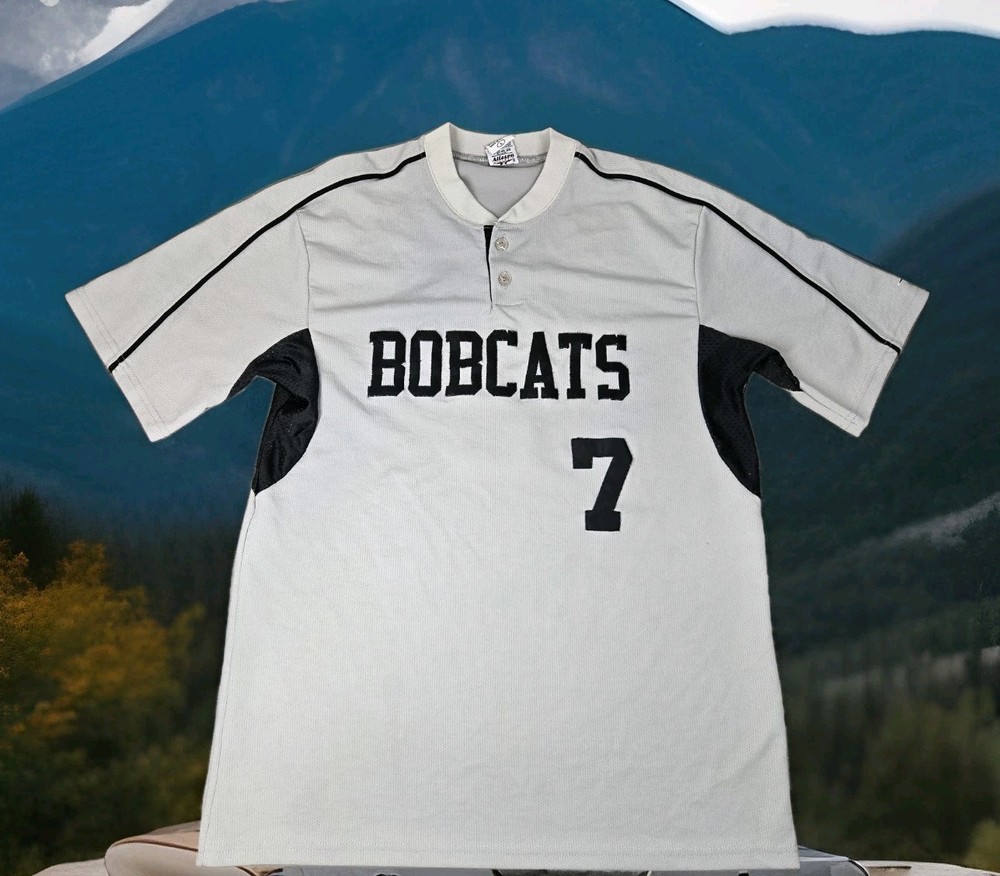 Alleson Shirt Mens L Large Gray Henley T Bobcats Baseball