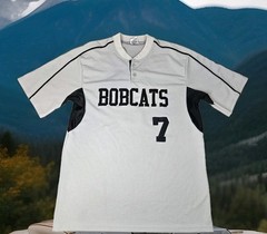 Alleson Shirt Mens L Large Gray Henley T Bobcats Baseball