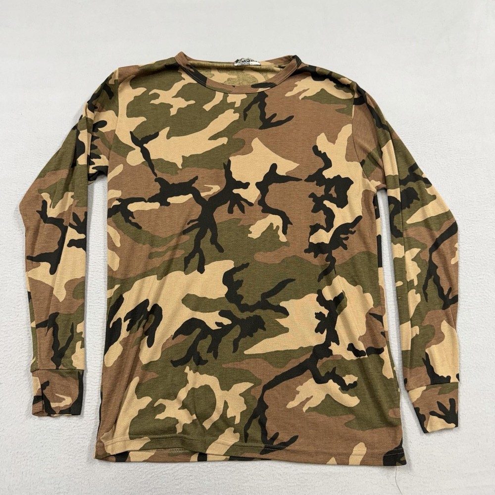 Vintage Kenyon Shirt Mens Small Green Camouflage Long Sleeve Hunting Tee USA