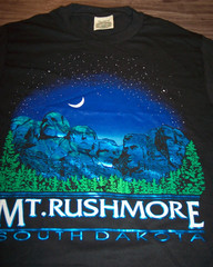 Vintage Mount Rushmore South Dakota T-shirt Mens SMALL Blue Foil Print