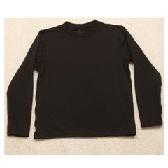 Medium Weatherproof Black Solid Poly Spandex Crewneck Tee T-Shirt Top Men’s I34