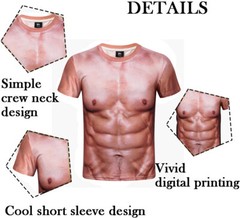 Men’s Strong Muscle Body Print Short Sleeve T-Shirt 3D Digital Printing Tee Tops