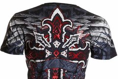 Archaic Affliction Men’s T-Shirt RED FLAG Cross Wings Biker Black S-5XL