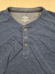 Kuhl Mens Long Sleeve Henley Shirt Blue Gray Cotton Thumbholes Size Small