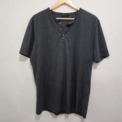 Lanky Llama Craftsman Henley Men’s T-Shirt L Tall Slim Fit Knit Gray Polycotton