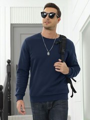 Men’s Winter Warm Sherpa Lined Sweatshirt Long Sleeve Pullover Casual Sweatshirt