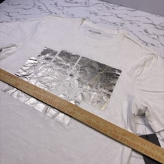 NEW True Religion Buddha Graphic White T Shirt Men XL Silver Metallic Logo