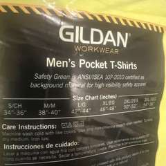 Gildan Mens 2-Pack Workwear Pocket T-Shirt XL Safety Green Dry blend Heavyweight