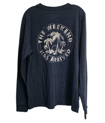 Chubbies Mens Large The Relaxer Blue Weekend Arrived Pocket Graphic Long T Shirt