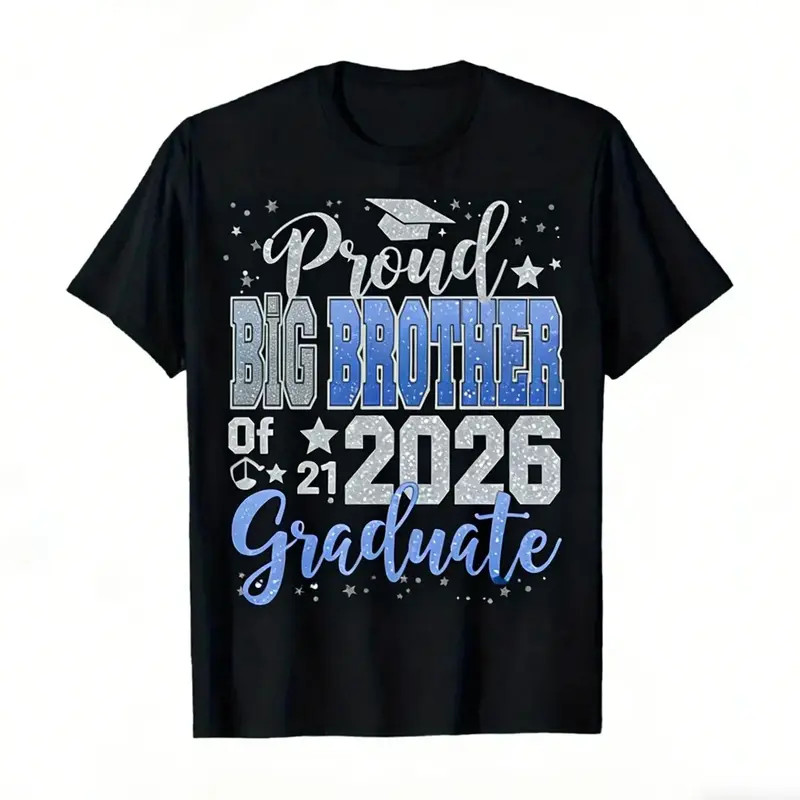 Proud Mother of 2026 Graduate Cotton T-Shirt Black Suitable for Graduation Gift