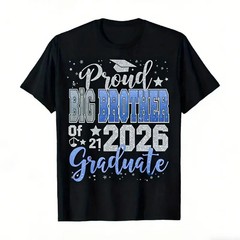 Proud Mother of 2026 Graduate Cotton T-Shirt Black Suitable for Graduation Gift