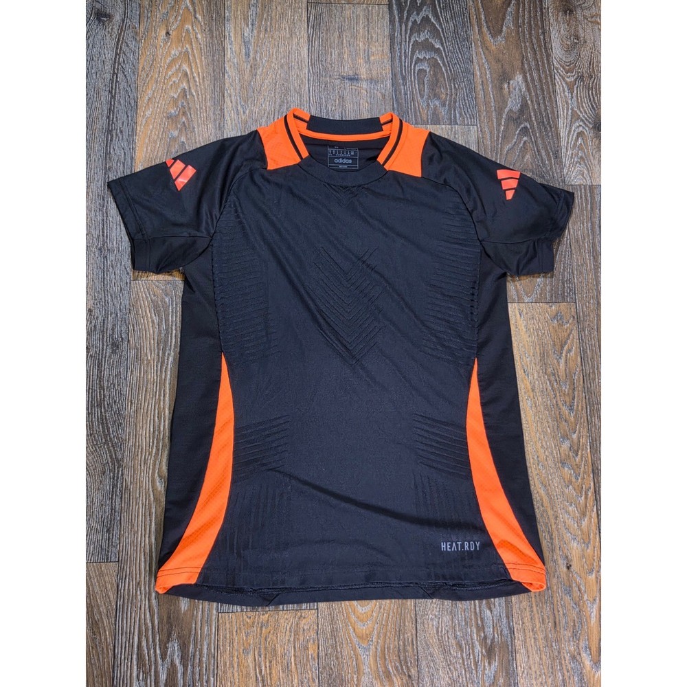 Adidas HEAT.RDY Training Shirt Mens Medium Black Orange Performance Gym Tee