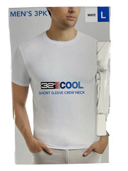 32 Degrees Cool Mens 3 Pack Crew Neck T Shirt Moisture Wicking