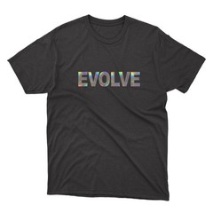 EVOLVE Black T-Shirt | Silver Holographic / Hologram Text