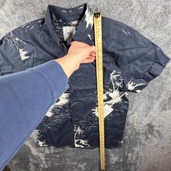 Katin Captain Shirt Mens Small Navy Tropical Print Cotton Linen Hawaiian NEW