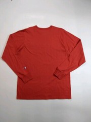 mens champion 100% authentic crewneck L/S t-shirt size large soild logo orange