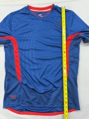 Umbro Blue Soccer Jersey L Short Sleeve V Neck Red Trim Unisex Adult