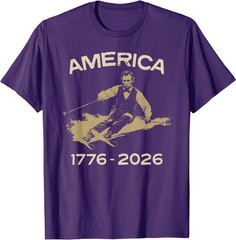 America 1776 2026 Abraham Lincoln Skiing President Graphic T-Shirt