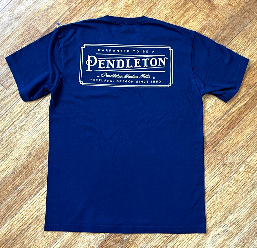Pendleton Woolen Mills T Shirt Men M Medium Black Box Logo Cotton Short Sleeve